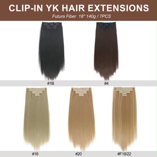 18” YK Straight 7-Piece Clip-In Hair Extensions