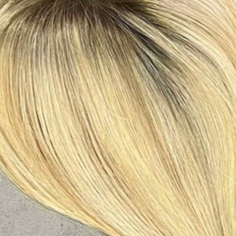 Lilly human hair scrunchie in blonde with dark root – 100% human hair | Salon Gold Hair