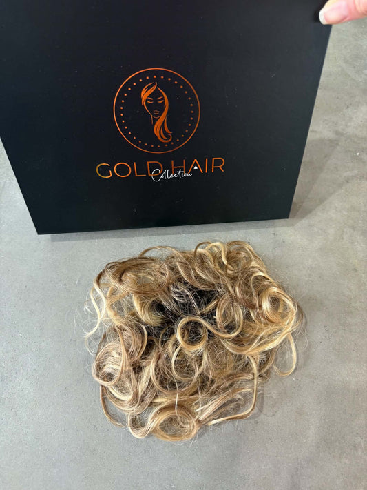 Sally human hair scrunchie in blonde balayage – 100% human hair | Salon Gold Hair