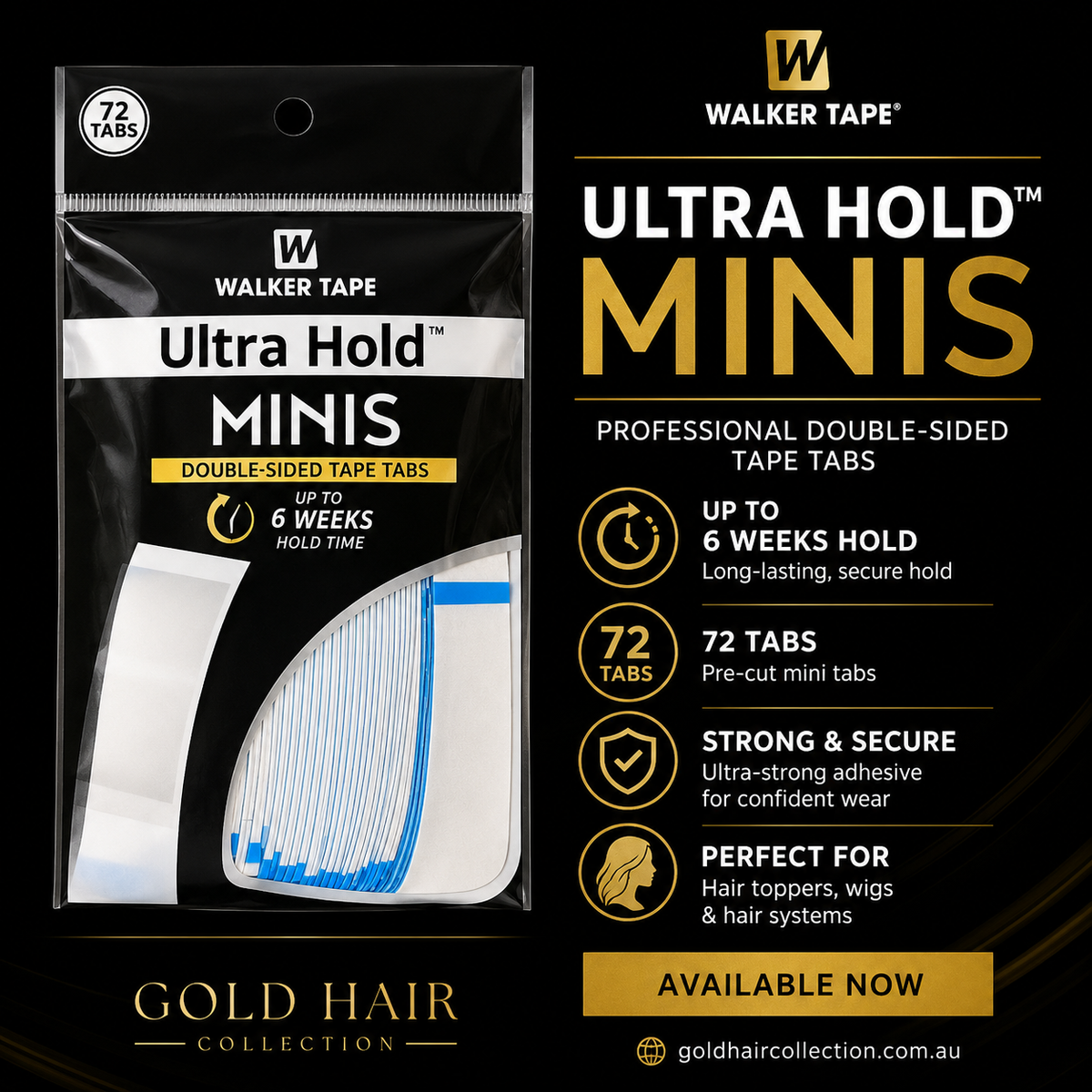 Walker Tape Ultra Hold Minis (72 Tabs) | Salon Gold Hair