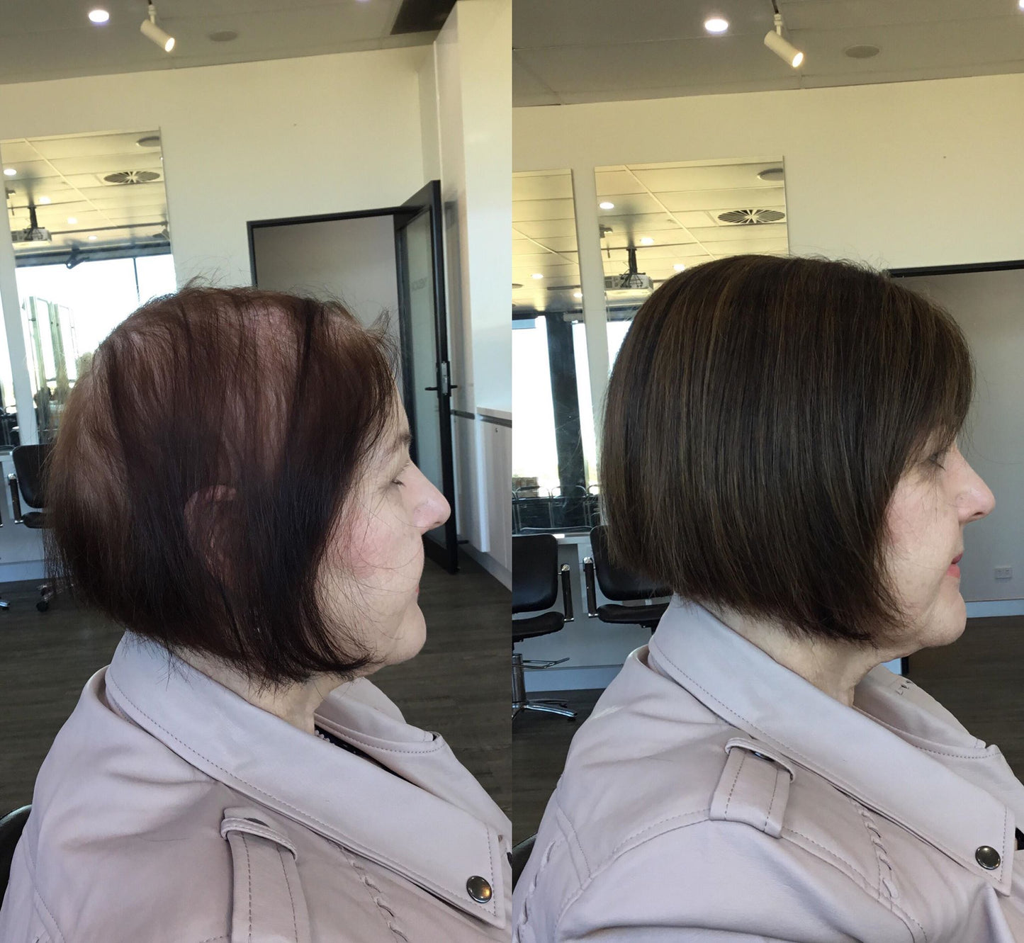 Marie (Silk Base) | 100% Remy Hair Topper | Before and After
