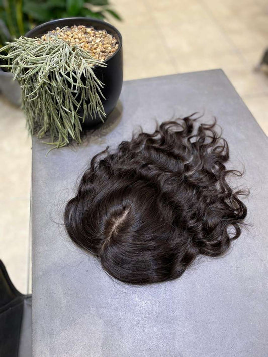 Amy Silk Base 12" (Wavy / Curly) | 100% Remy Hair Topper