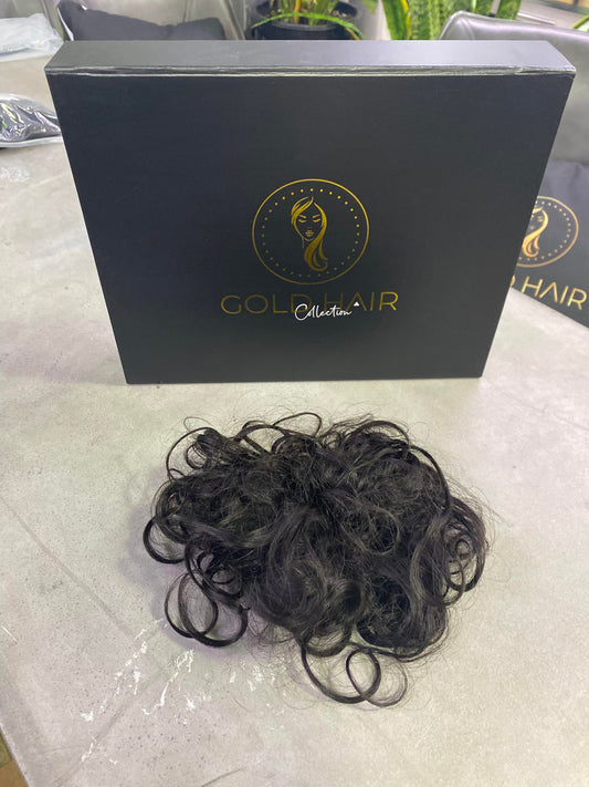 Amy human hair scrunchie in dark brown – 100% human hair | Salon Gold Hair