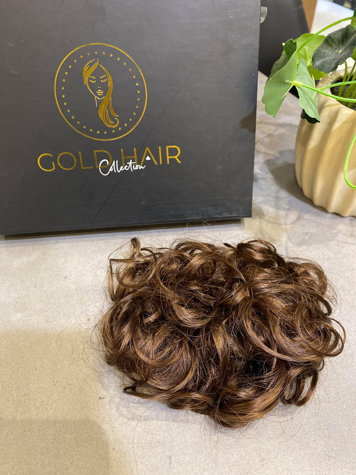 Diana human hair scrunchie in copper brown – 100% human hair | Salon Gold Hair