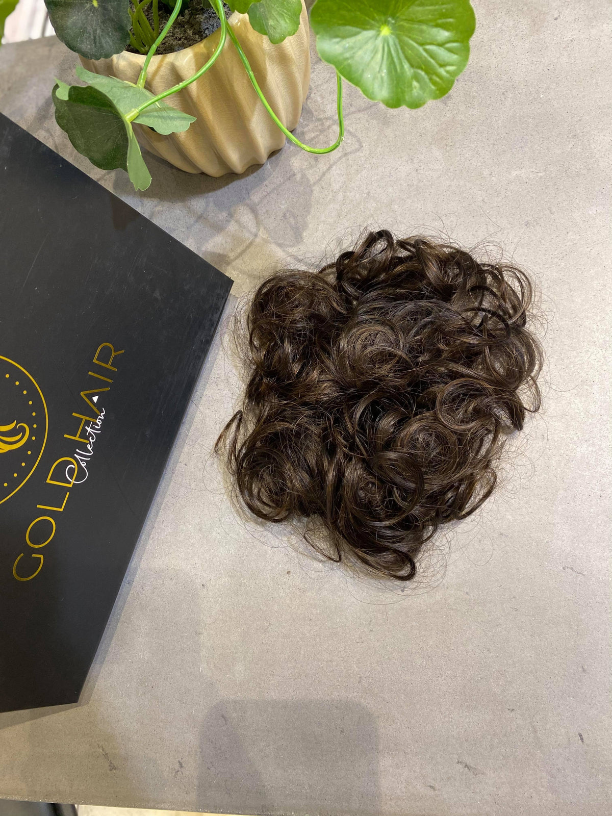 Marie human hair scrunchie in medium brown – 100% human hair | Salon Gold Hair (view 2)