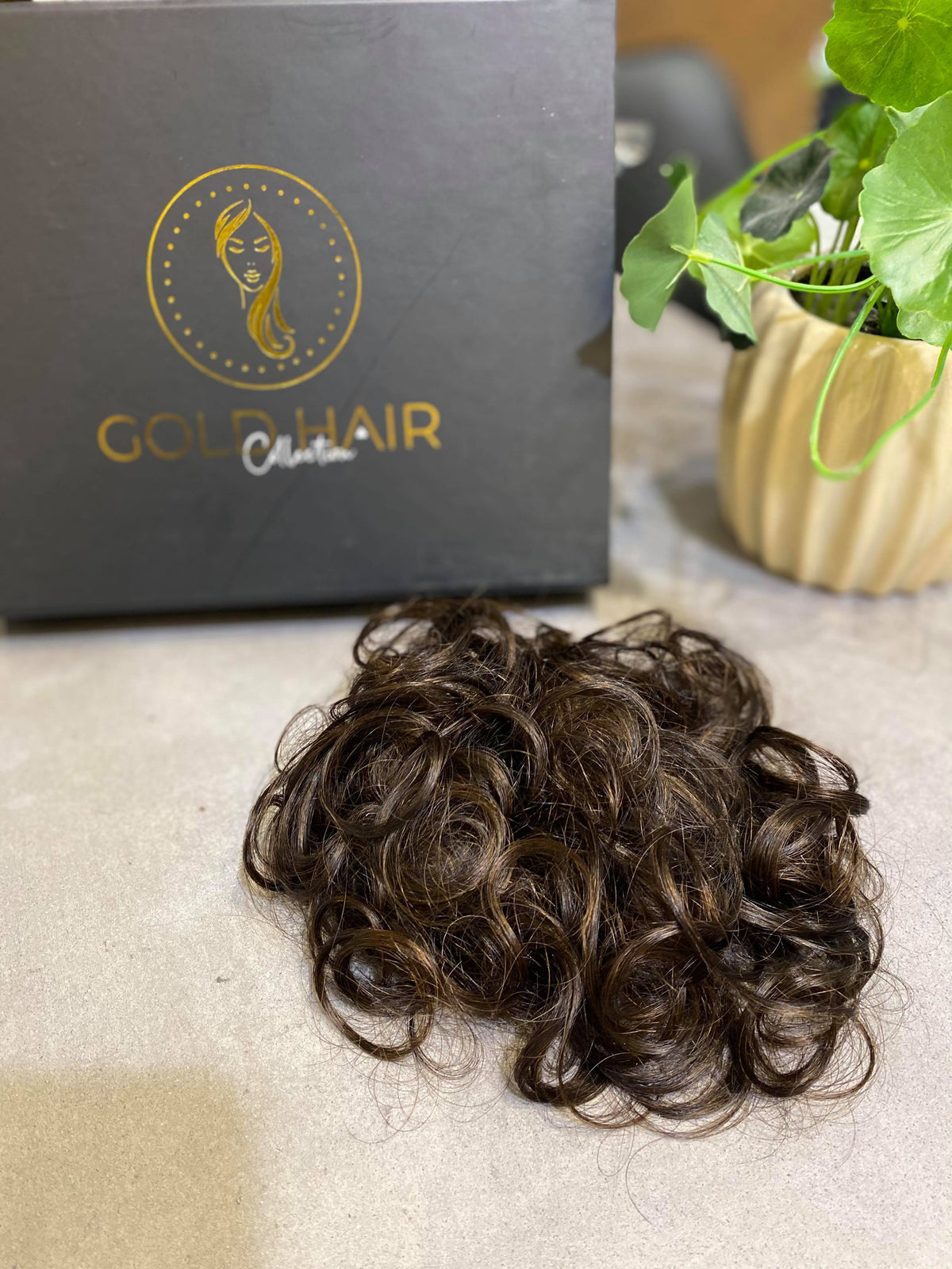 Marie human hair scrunchie in medium brown – 100% human hair | Salon Gold Hair
